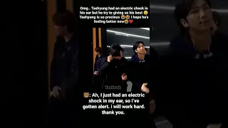 Taehyung get electric shock in his ear 😭😭 in TMA award