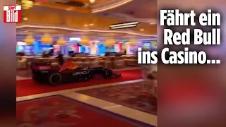 Formel-1-Auto von Red Bull rast durch Casino in Las Vegas