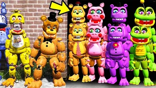 WITHERED ANIMATRONICS vs MEDIOCRE MELODIES ANIMATRONICS ASSOMBRADOS? | GTA V Five Nights at Freddy's