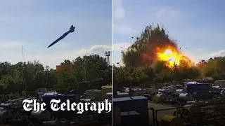 Moment Russian missile destroys Kremenchuk shopping centre