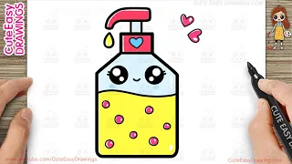 How to Draw a Cute Handwash Liquid Soap, Easy Drawings for Kids and Toddlers