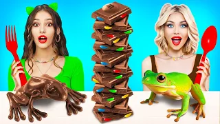 Tantangan Makanan Asli vs Coklat | Pertarungan Permen Lucu oleh X-Challenge