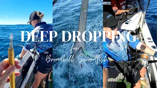 BIG fish! Deep Dropping for BROADBILL SWORDFISH. Successful Tag and Release!