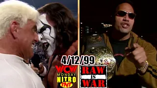 WWF RAW vs. WCW Nitro - April 12, 1999 Full Breakdown - Rock/Austin Bridge - Savage/Sting Return