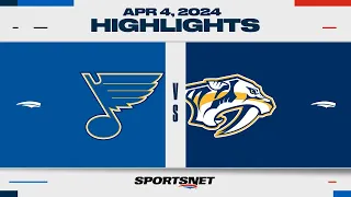 NHL Highlights | Blues vs. Predators - April 4, 2024