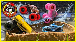 Monster Jam Toys 💦 COLOR CHANGE Trucks Downhill Water Race (OVER 1 HOUR COMPILATION - 3 CHALLENGES!)
