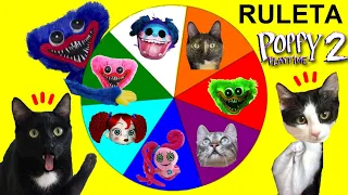 Ruleta de Poppy Playtime 2 con Huggy Wuggy en la vida real / Videos de gatos Luna y Estrella