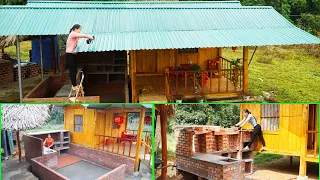 TIMELAPSE: START to FINISH Alone Building New Kitchen With Bricks Cement - BUILD LOG CABIN 2024