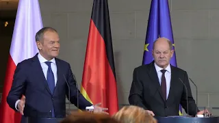 Pressekonferenz Donald Tusk und Olaf Scholz