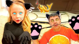 Nastya se transforme en un chat drôle, Histoires de chat