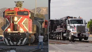 Trenes en la laguna y desfile de maquinaria de vía.