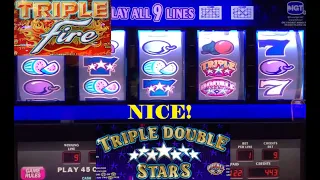 CLASSIC CASINO SLOTS: 5 REEL TRIPLE DOUBLE STARS + 4 REEL TRIPLE FIRE SLOT PLAY! NICE!!!