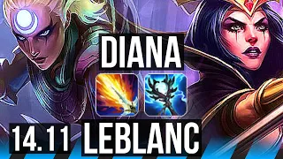 DIANA vs LEBLANC (MID) | Rank 1 Diana, 68% winrate, 6/2/10, Rank 22 | KR Challenger | 14.11