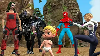 Spider Man Family vs Avengers Hulk vs Venom vs Thanos vs Joker vs Spider Man Enforces Justice
