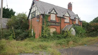 Exploring abandoned pub, derelict building, the raven Inn Cheshire [badly damaged]
