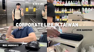 work vlog in taipei 🇹🇼 | 8 to 5 office life, grocery shopping, desk makeover