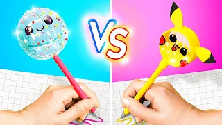 DIVERTENTI SFIDE DI FAI DA TE! Bambola Vs Pokemon a Scuola! Craft Magico su 123GO! SCHOOL