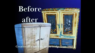 Custom fridge 1960 , comment transformer un vieux frigo , transformation de meuble antique design 2P