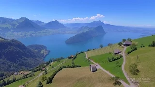 4K  Hinterbergen, Vitznau Luzern SWITZERLAND アルプス山脈 airview