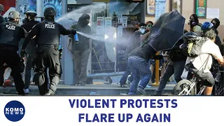 Violent protests flare on Saturday in Seattle