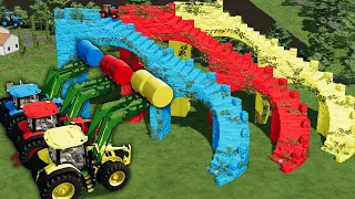 CHALLENGE OF COLORS ! WHICH COLOR IS BEST ? BALE SELLING ON CASTLE PARKOUR ! Farming Simulator 22