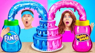 Desafio 100 Camadas de Comida 🌈 Incríveis Truques com Garrafa de Gelatina 😱 123 GO! TRENDS