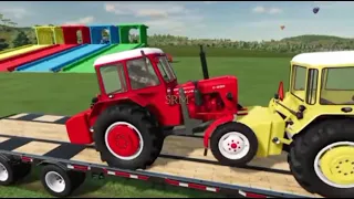 GARAGE OF COLORS! CAT BACKHOE LOADERS & ZETOR TRACTOR TRANSPORTING with TRUCKS! Farming Simulator 22