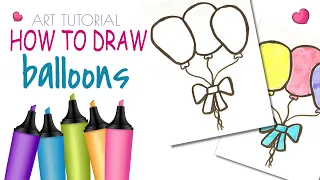 How to draw balloons. Drawing balloons for kids. Children's art lessons step by step. Easy drawing.