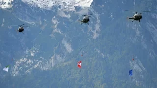 Austrian Air Force Alouette 3 ship flag formation |  50 years Alouette Airfest LOXA