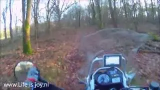 Autumn ride in Holland with a BMW R1200GS motorbike on a relaxed sunny day