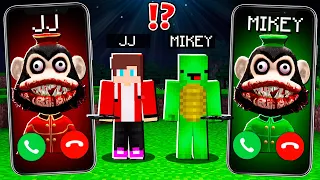 JJ Creepy Monkey vs Mikey Creepy Monkey CALLING to MIKEY and JJ - in Minecraft Maizen