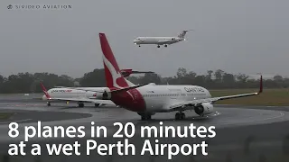 8 planes in 20 minutes on a wet RW03 at Perth Airport.