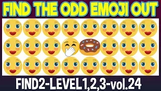 Find THE ODD EMOJI OUT FIND2 Level 1,2,3 vol 24|Emoji Puzzle Quiz|Find The Difference Emoji