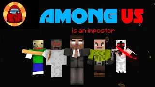 Among Us Challenge ALL VILLAINS (IS  HEROBRINE THE IMPOSTOR?) - Minecraftt Monster School Animation