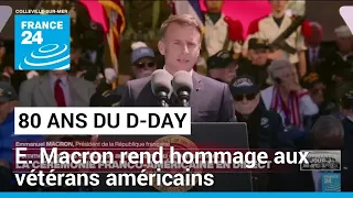 "Vous êtes venus ici" : Emmanuel Macron rend hommage aux vétérans américains à Coleville-sur-mer