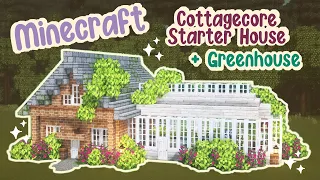 Minecraft Cottagecore Starter House & Greenhouse Tutorial 🍄🌿✨ English Cottage 🌸 Easy Survival