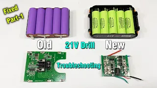 Cordless Electric Drill Repair | Replaced 5S 21V 20A 18650 BMS Charging Protection Board Part-1