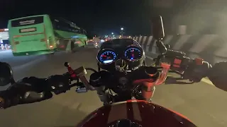 Pops and bangs Code6 red rooster exhaust night city ride | PoV : 4K ride | continentalgt650 RE