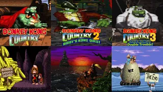 Donkey Kong Country SNES Trilogy - All Bosses & Endings (NO DAMAGE)