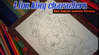 Lion King characters painting || Tutorial || Easy Acrylic painting for Beginners || Hakuna Matata