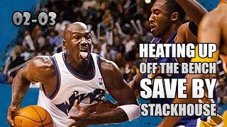 Michael Jordan Highlights vs Lakers (2002.11.08) - 25pts, Got saved by Stackhouse!
