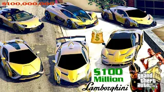 GTA 5 - Stealing $100,000,000 Super Lamborghini Gold Cars with Franklin! | (GTAV Real Life Cars #92)