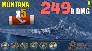 Montana 5 Kills & 249k Damage | World of Warships Gameplay