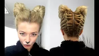 HALLOWEEN CAT OR FOX HAIRSTYLE AND MAKE UP TUTORIAL | Awesome Hairstyles ✔