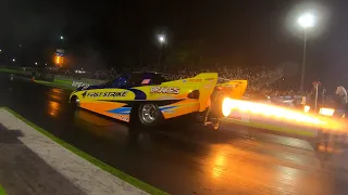 Rocket car at night of fire Orlando speed world 2023 video teaser!jet cars drag racing and more