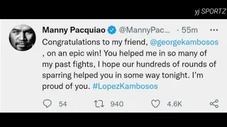 Manny Pacquiao is Proud of Kambosos jr. (Twitter reacts to the new King of Lightweight)