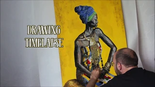 как нарисовать африканку / мастер класс/ acrylic painting / process drawing timelapse "African"