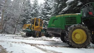 Holzschlag mit Vollernter, Forwarder, Zangenschlepper und Manpower ( Birrer & Schwegler )