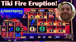 Tiki Fire -- This Volcano is Erupting With Wins!  Slot Fun on Lightning Link