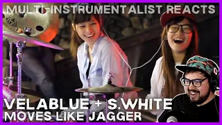 Drummer Reacts to AWESOME STREET PERFORMERS VelaBlue + S.White 'Moves Like Jagger'